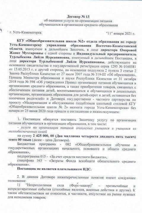 Договор об оказании услуги по организации питания обучающихся